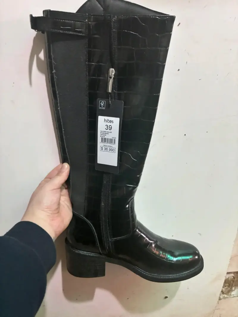 Botas negras de cuero con diseño reptil talla 39 - 3