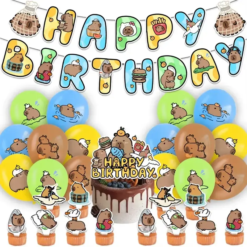 Set de Decoración de Cumpleaños con Capibara - 1