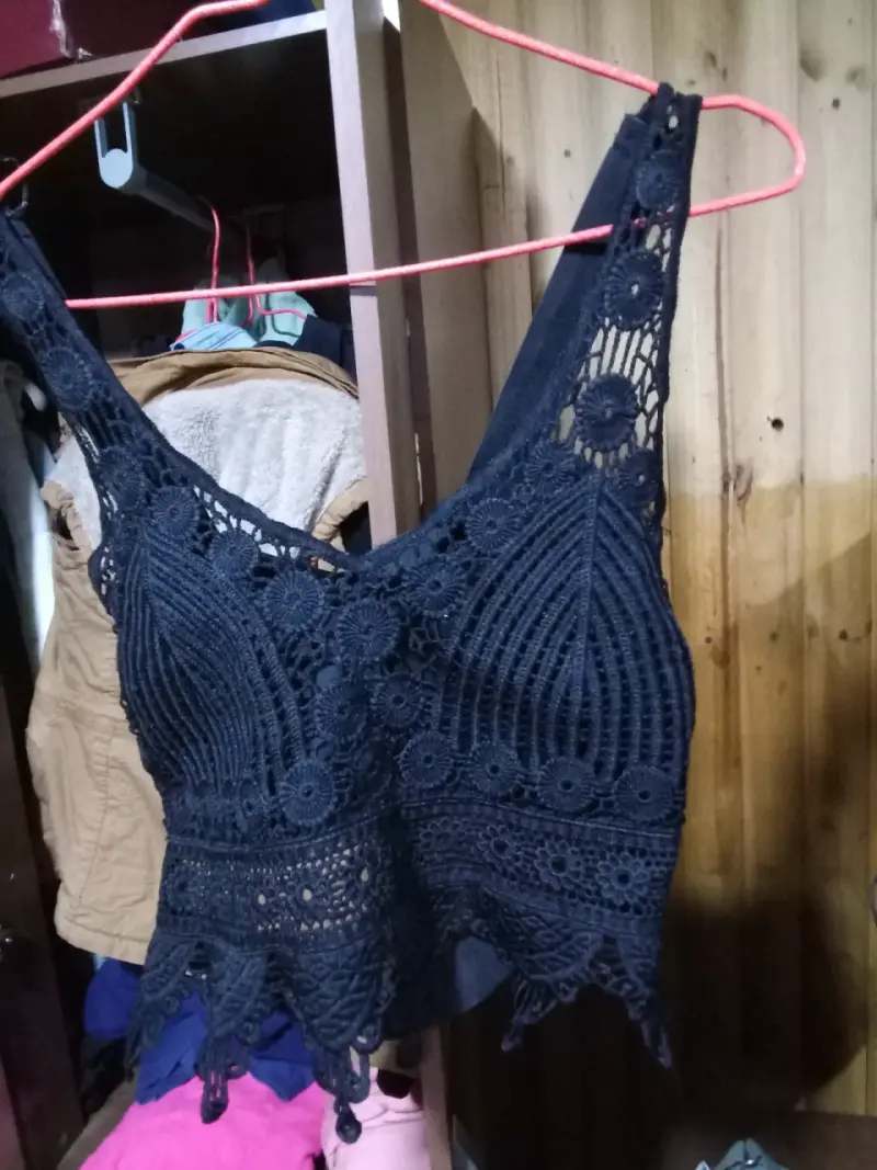 Top de encaje negro para mujer - 1