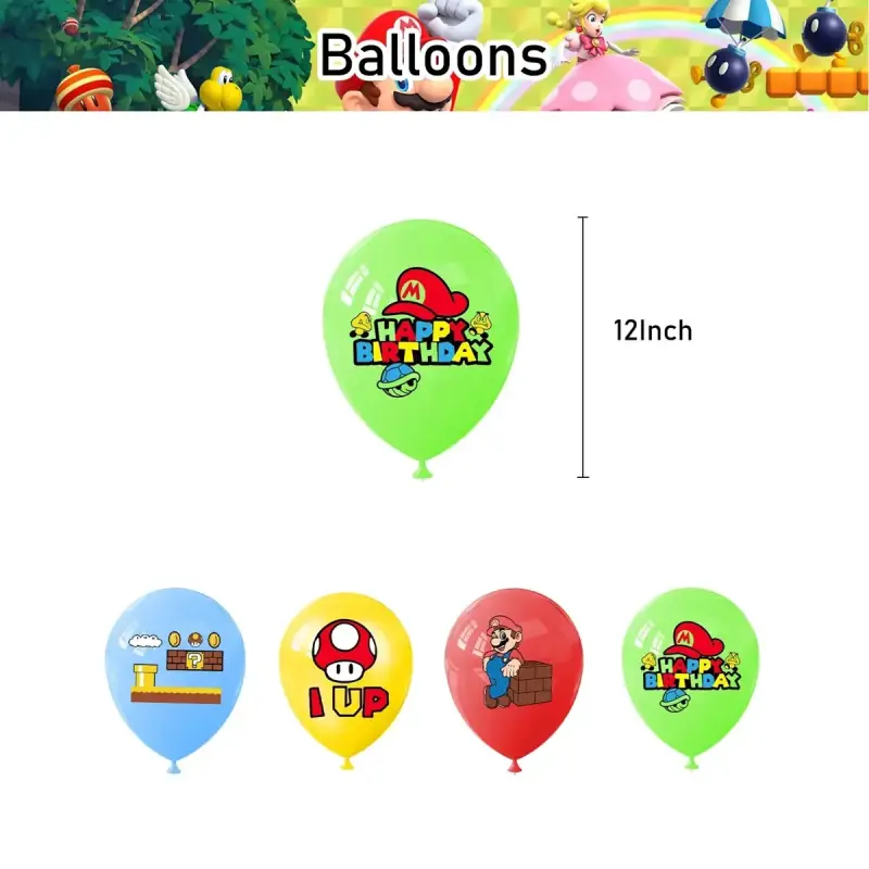 Set de Decoración de Cumpleaños Temática Mario Bros - 5