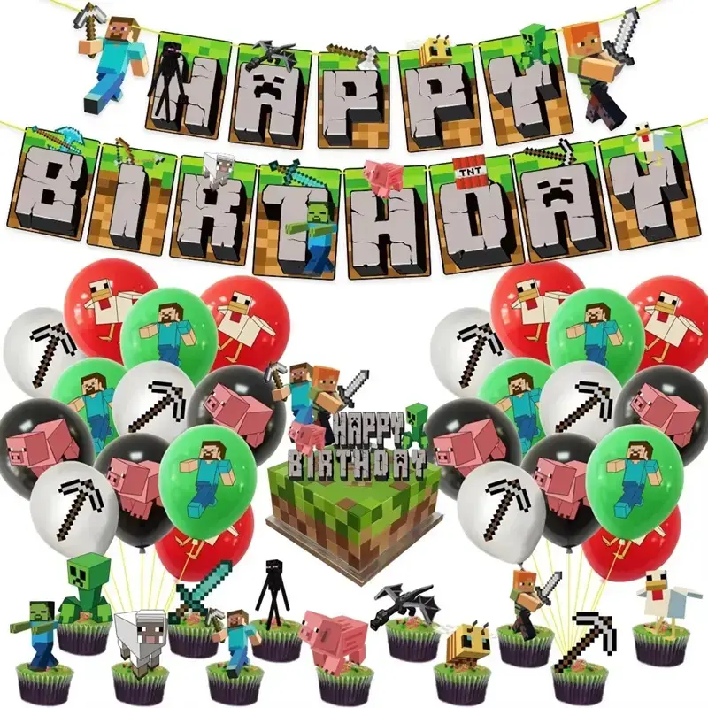 Decoración de cumpleaños temática de videojuego - 1