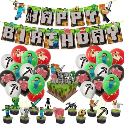 Decoración de cumpleaños temática de videojuego - miniatura 1