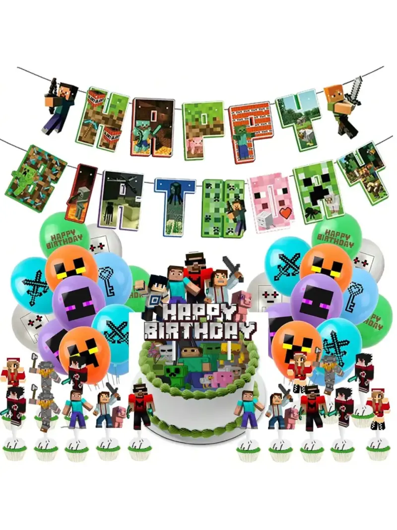 Set de Decoración de Cumpleaños Temática de Videojuego - 1