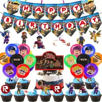 Decoración de cumpleaños temática de Roblox - miniatura 1