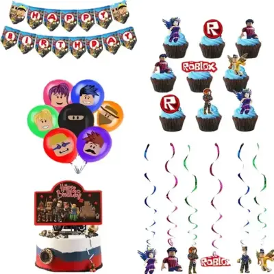 Decoración de cumpleaños temática de Roblox - miniatura 2