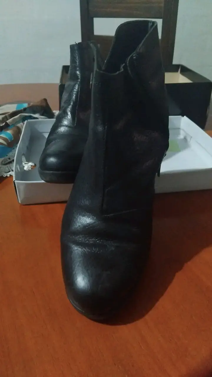 Botines de cuero negro para mujer - 3