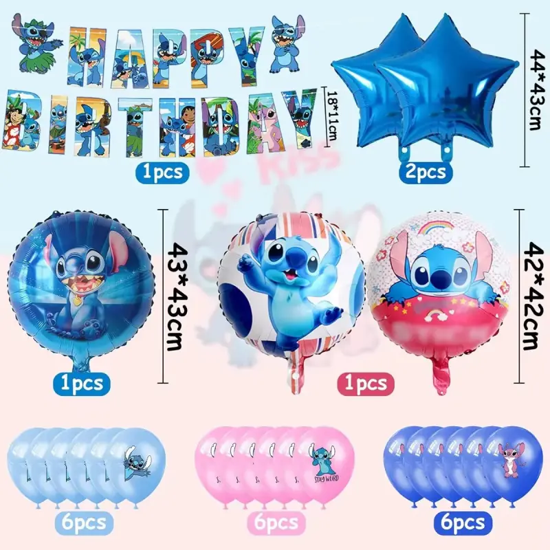 Set de decoración de cumpleaños Stitch - 5