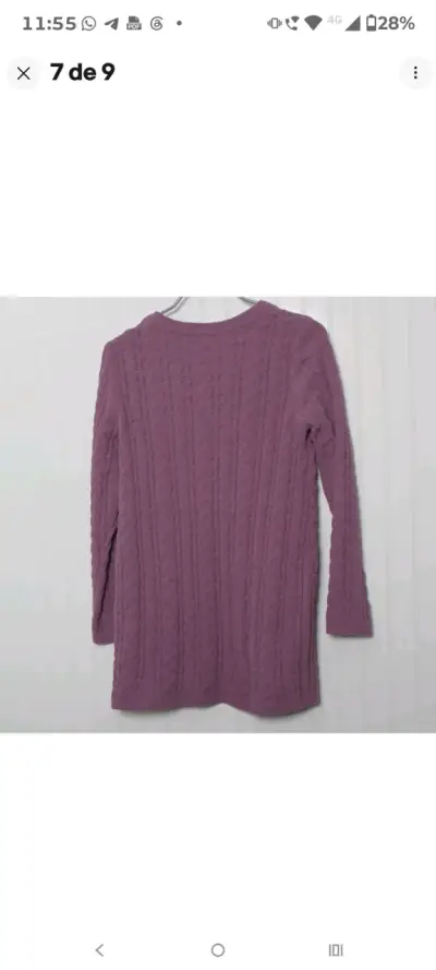 Suéter de punto morado para mujer - miniatura 4