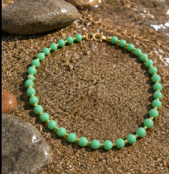Collar. Cuentas verdes hecho a mano - 3