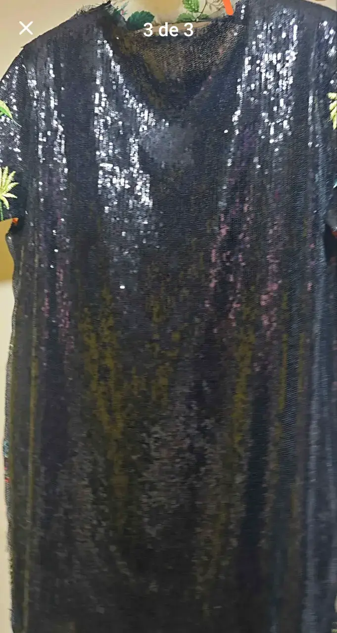 Vestido de lentejuelas con flores bordadas - 3