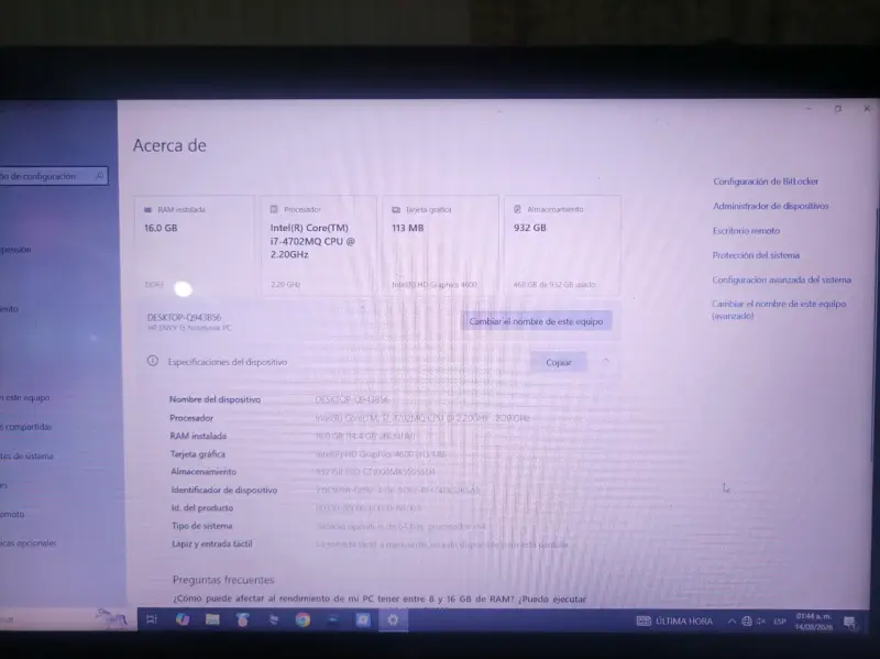 Laptop HP Intel Core i7 con 16GB RAM y 1TB HDD - 1