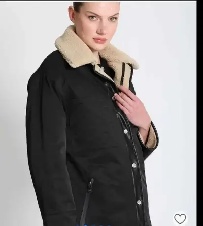 Abrigo reversible negro y beige con forro de lana - miniatura 1