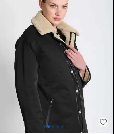Abrigo reversible negro y beige con forro de lana - miniatura 4