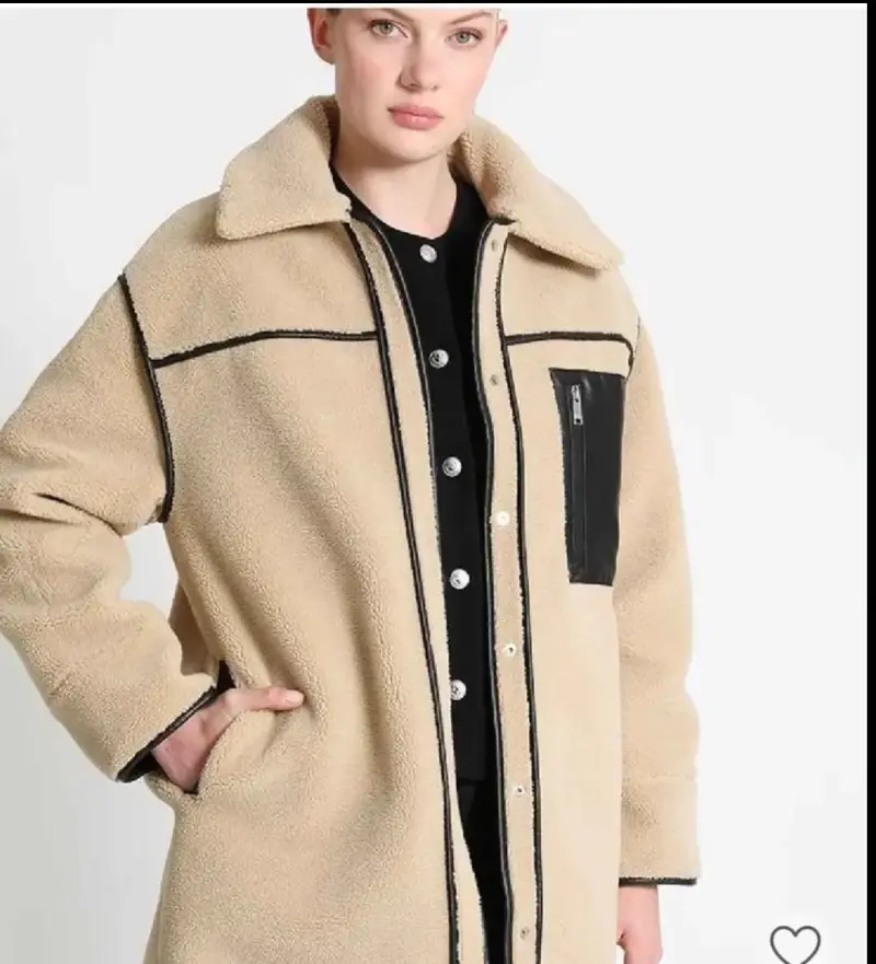 Abrigo reversible negro y beige con forro de lana - 5