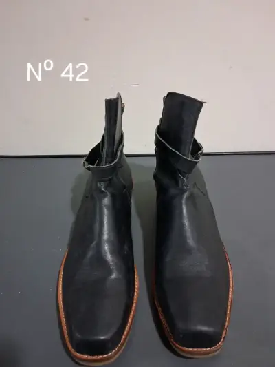 Botines de cuero negro para hombre talla 42 - miniatura 1