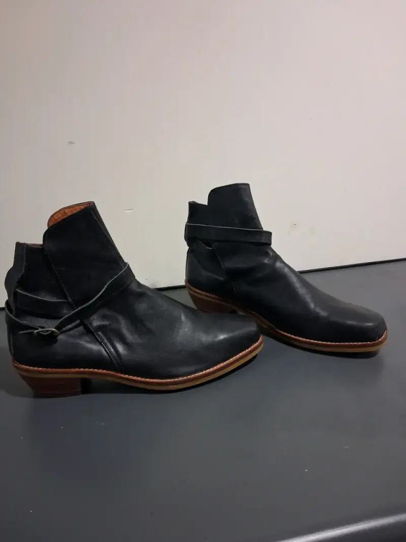 Botines de cuero negro para hombre talla 42 - 3