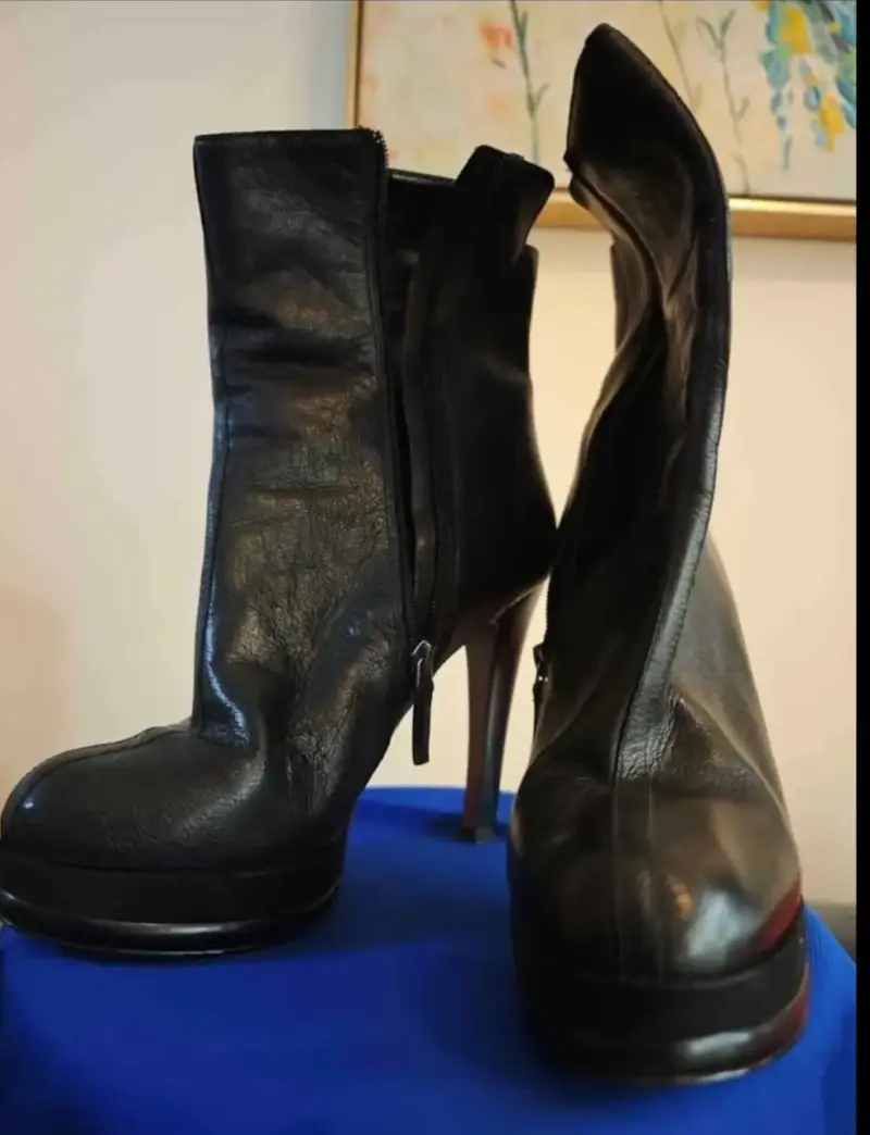 Botines de cuero Nine West negros con tacón alto - 5