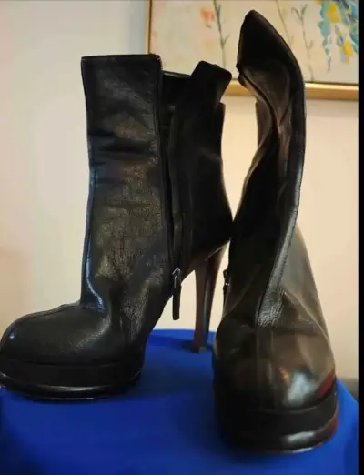 Botines de cuero Nine West negros con tacón alto - miniatura 5
