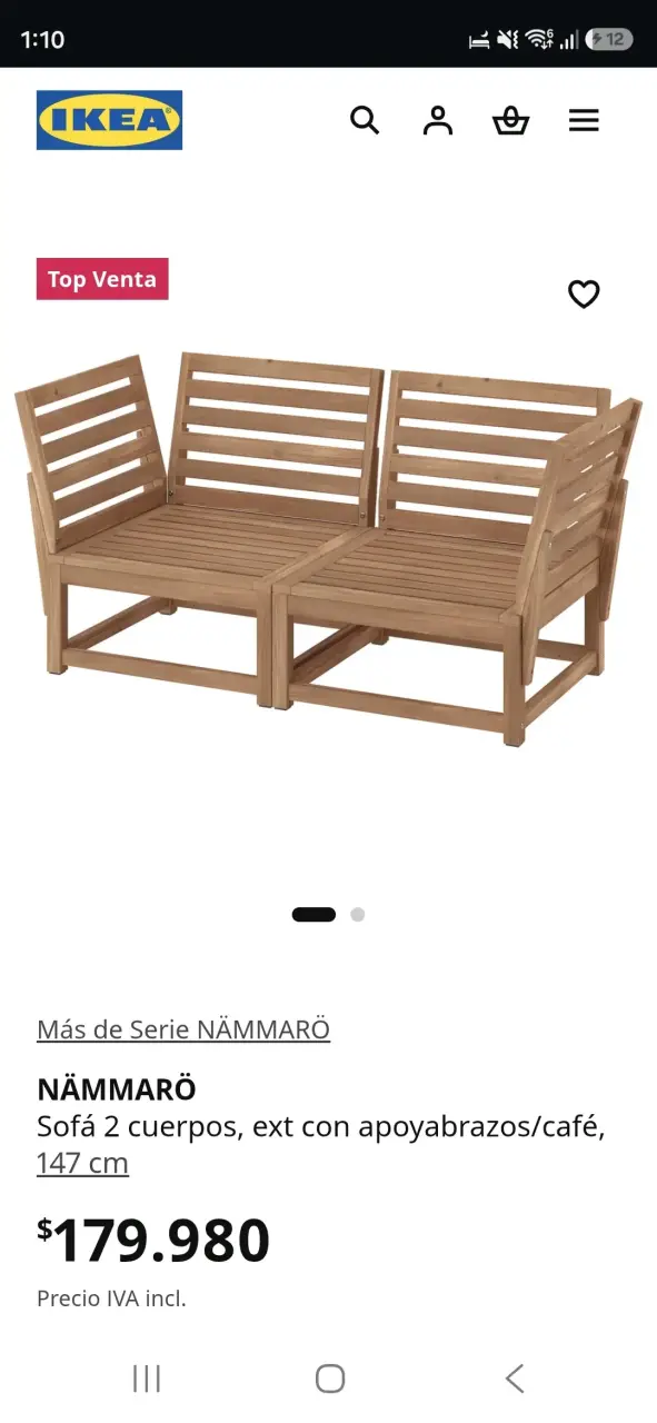 Sofá de jardín IKEA NÄMMARÖ 2 cuerpos