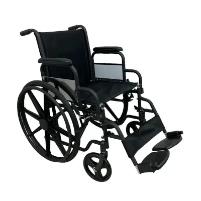Silla de Ruedas Plegable Negra Resistente - miniatura 1
