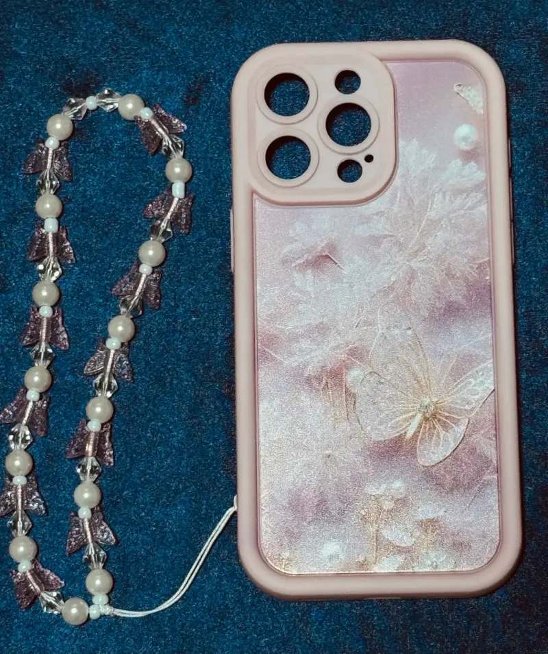 Funda para iPhone con diseño de mariposas y perlas - 3