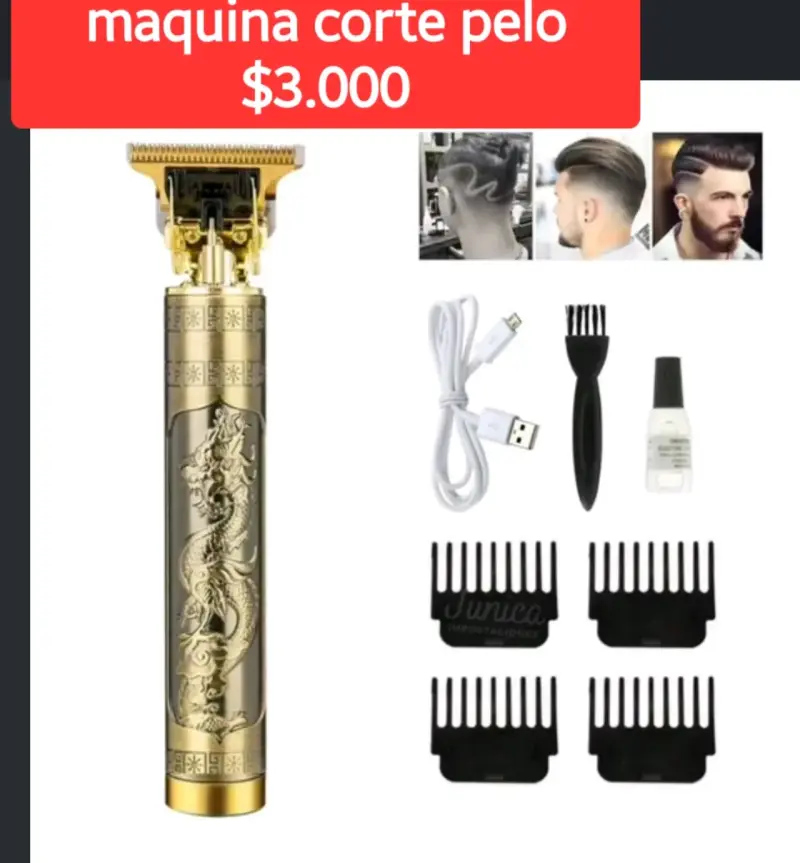 Máquina de corte de pelo recargable dorada
