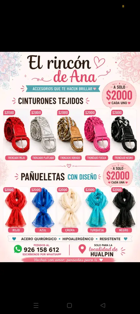 Cinturones tejidos y pañueletas con diseño - 1