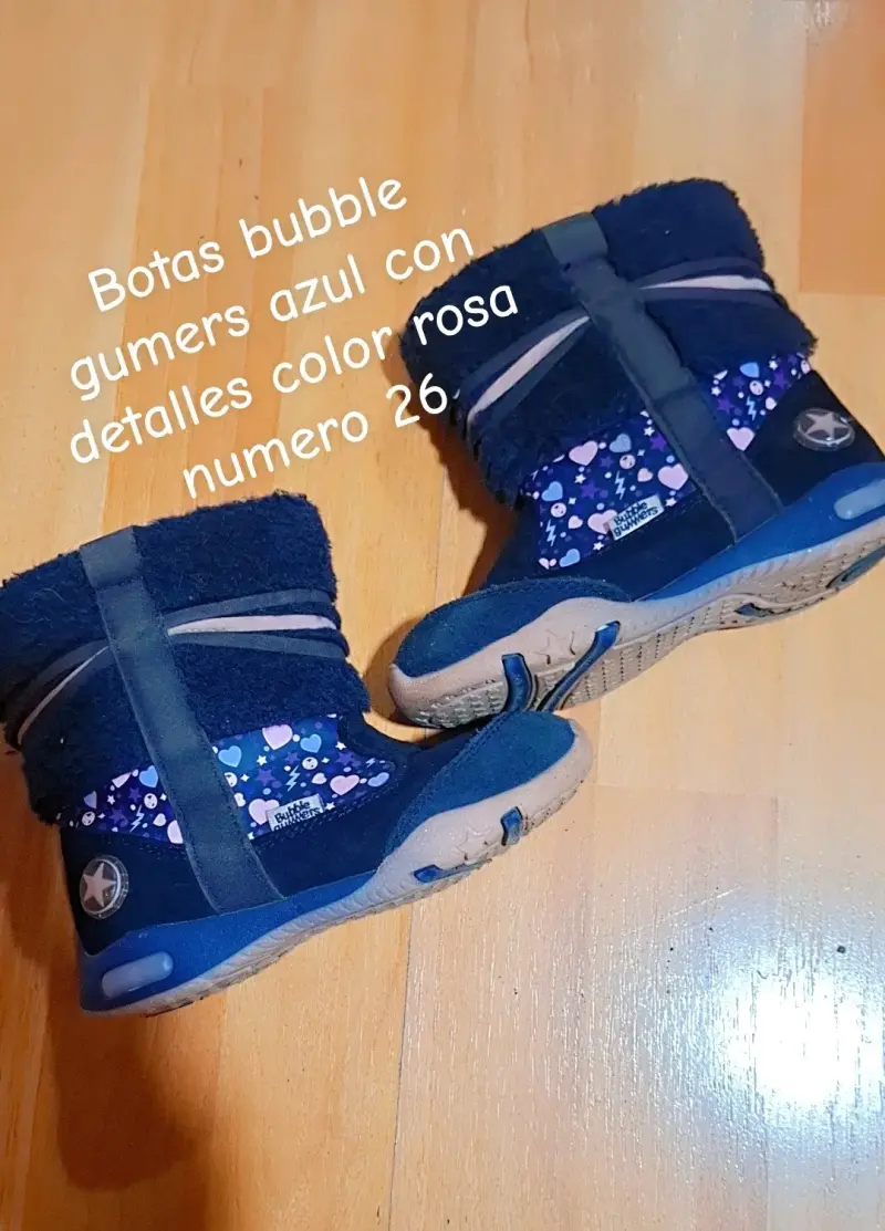 Botas Bubble Gumers azul con detalles rosa talla 26