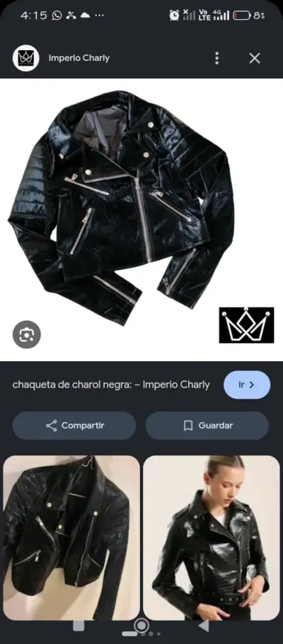 Chaqueta de charol negra Imperio Charly - miniatura 1
