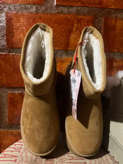 Botas de invierno camel con forro de lana - miniatura 1