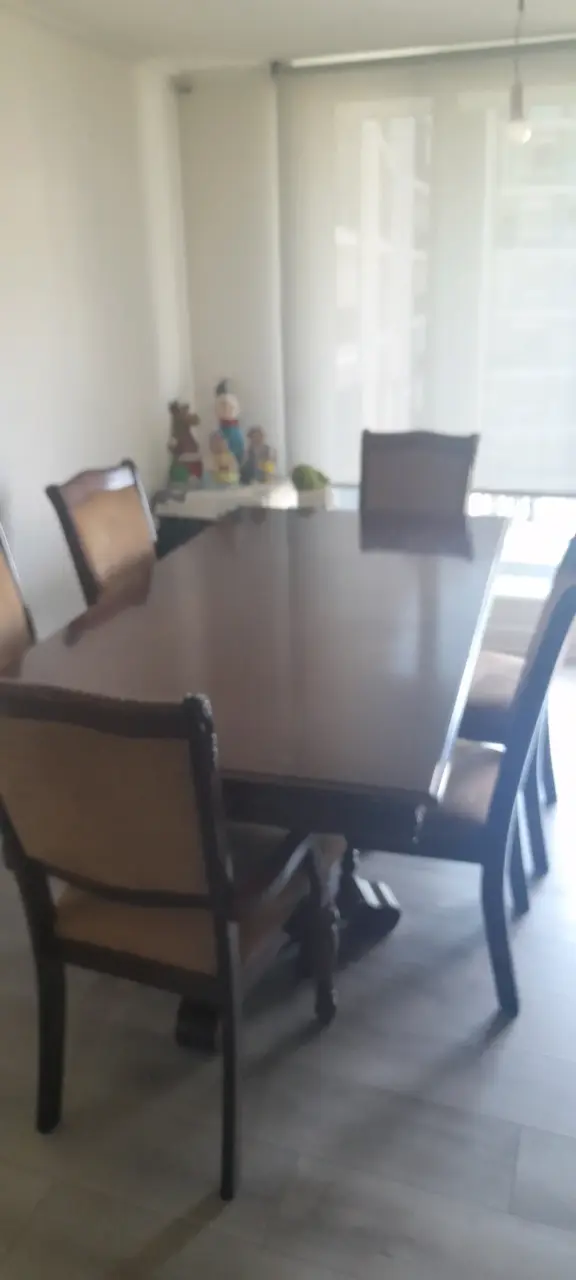 Mesa de comedor de madera con 6 sillas y 2 sitiale - 5