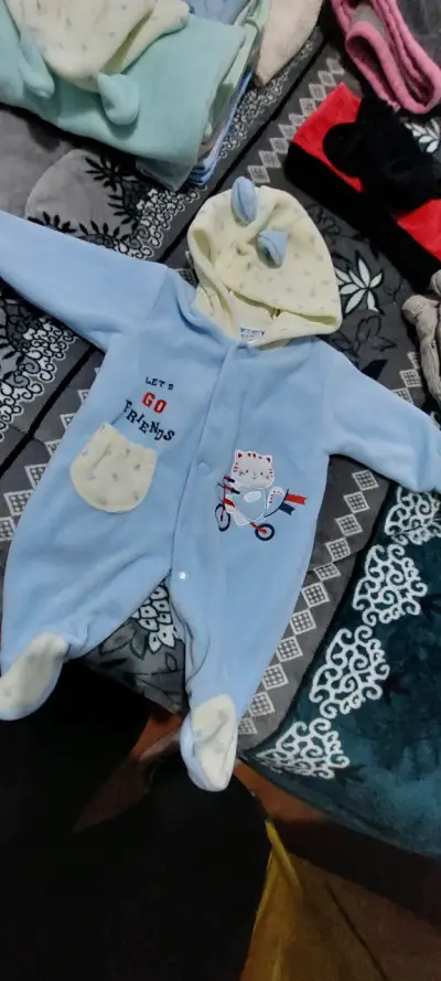 Enterito de bebé azul con diseño de gato - miniatura 1