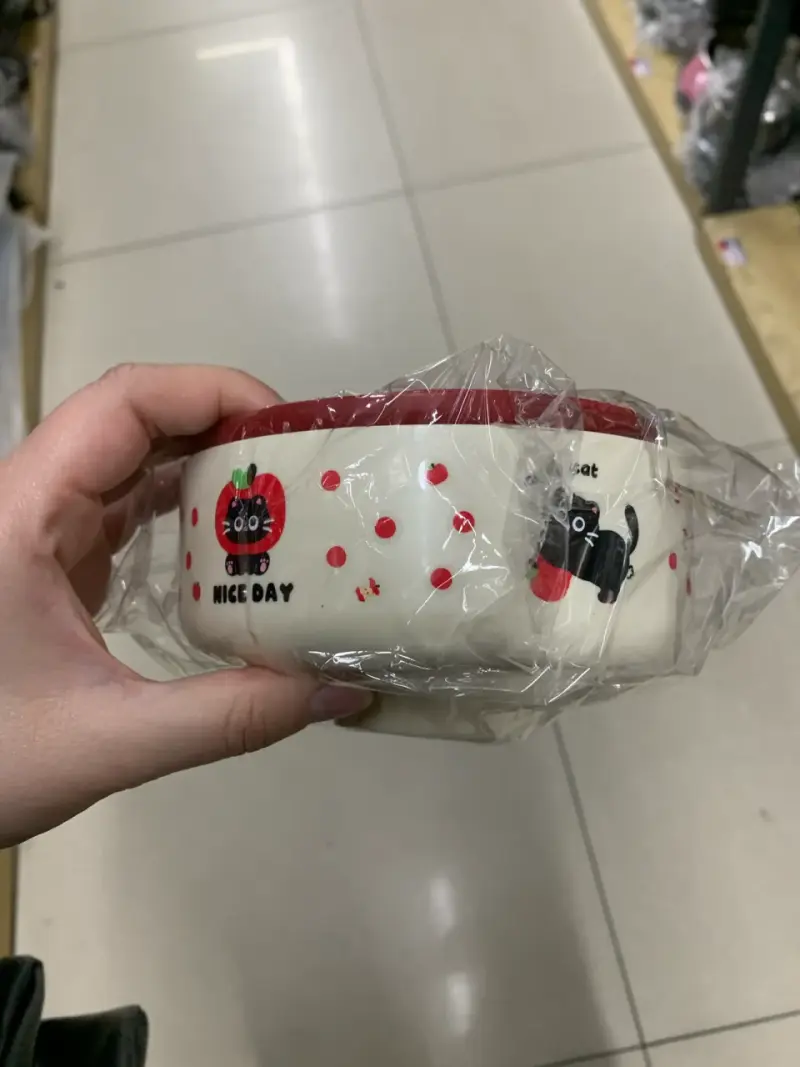 Plato de comida para mascotas con diseño de gatos - 3