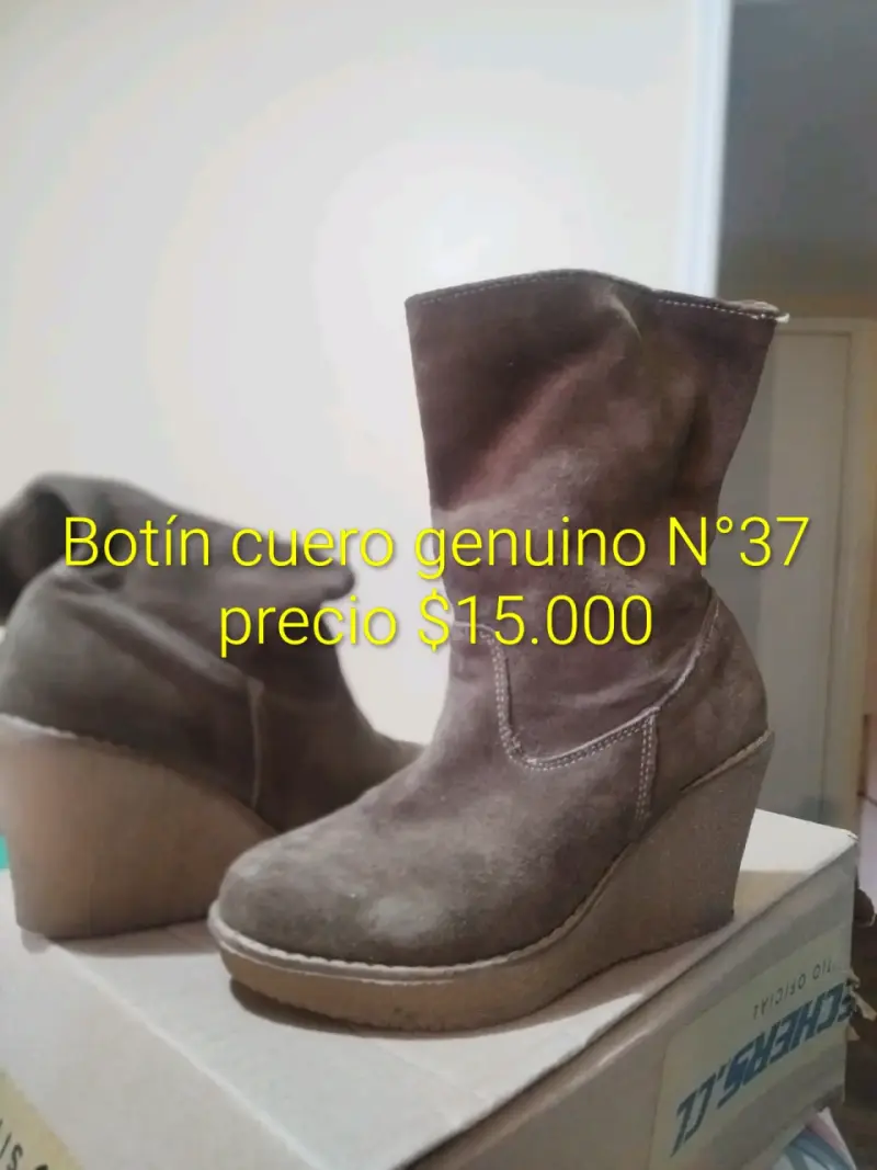 Botines de cuero genuino con plataforma talla 37 - 1