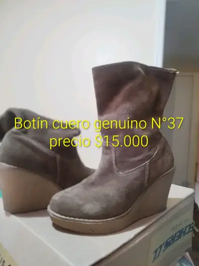 Botines de cuero genuino con plataforma talla 37 - miniatura 1