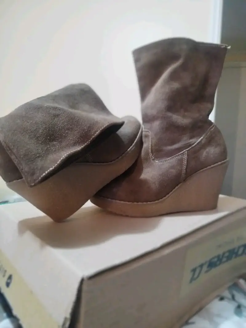 Botines de cuero genuino con plataforma talla 37 - 2