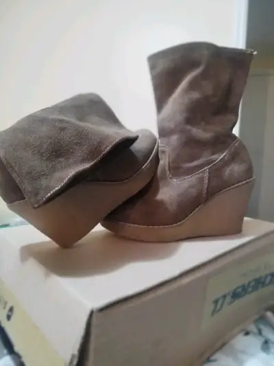 Botines de cuero genuino con plataforma talla 37 - miniatura 2