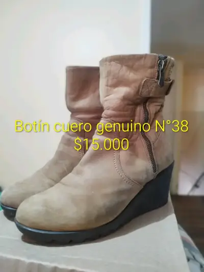 Botines de cuero genuino con plataforma talla 38 - miniatura 1