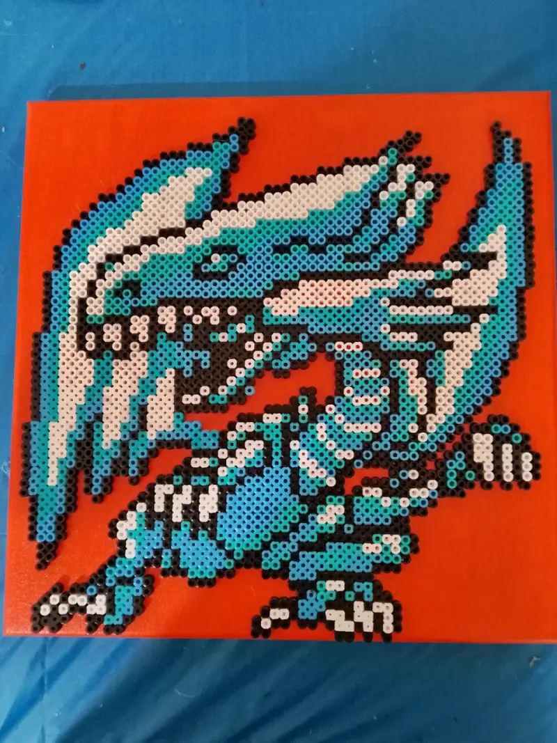 Cuadro decorativo de dragón en perler beads