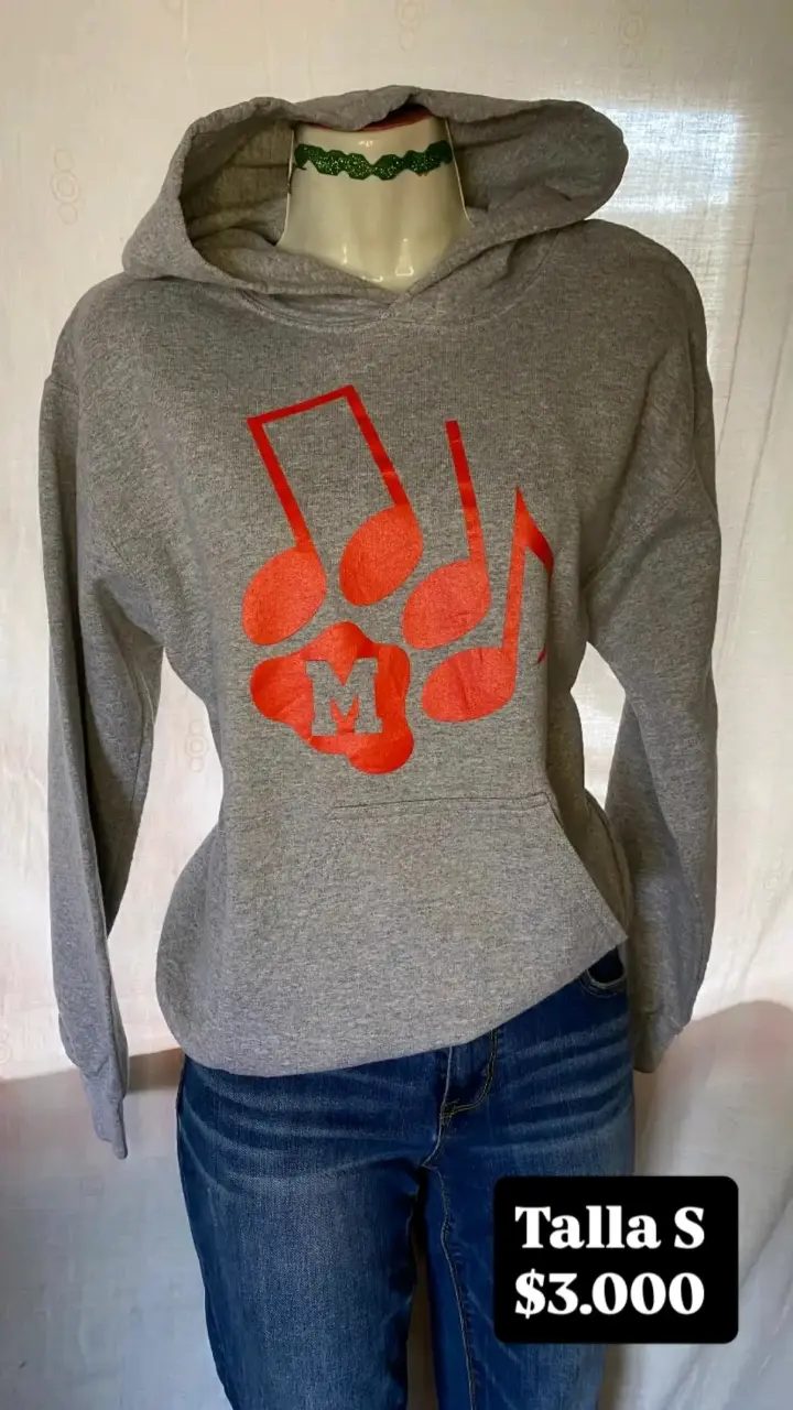 Polerón gris con capucha y estampado musical - 4