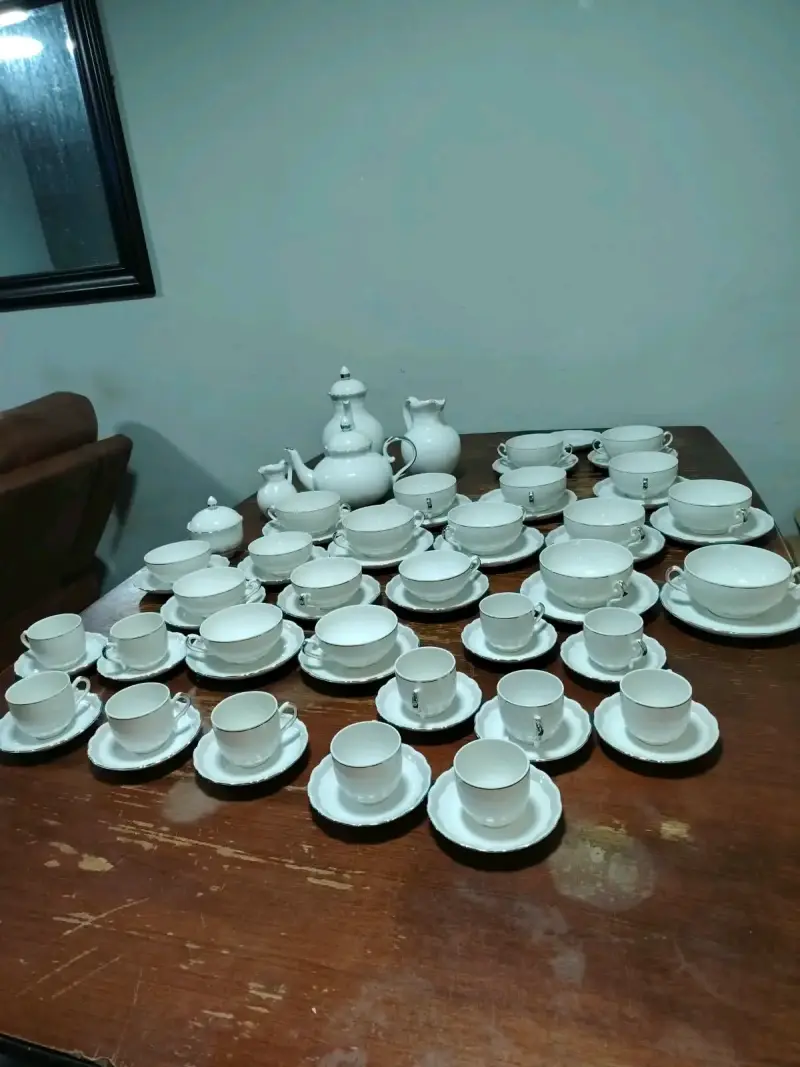 Juego de té de porcelana blanca Florencia - 2