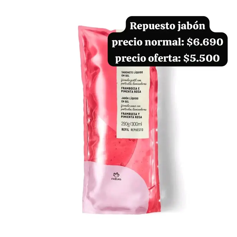 Repuesto Jabón Líquido Frambuesa y Pimienta Rosa Natura - 1