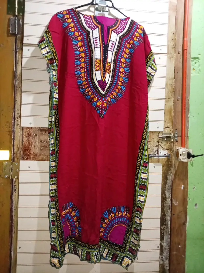 Vestido Dashiki Africano Rojo con Bordado - 1