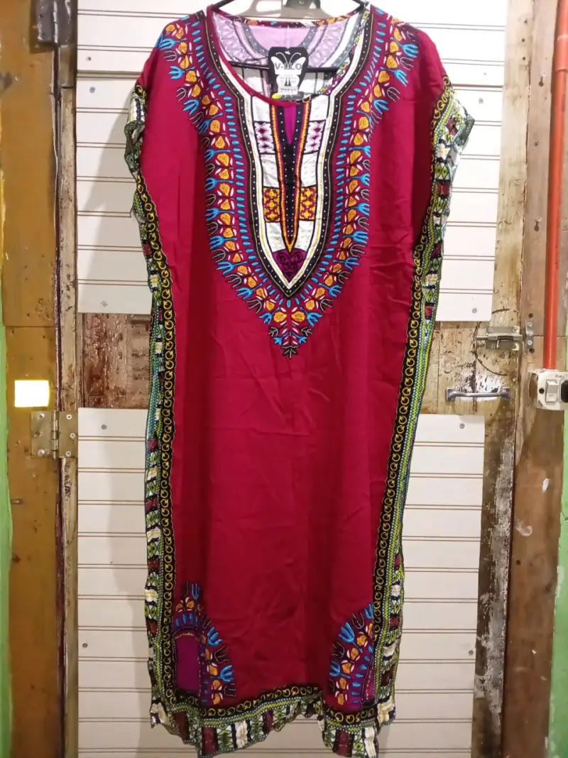 Vestido Dashiki Africano Rojo con Bordado - 2
