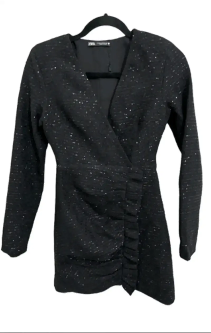 Vestido negro ajustado con brillo Zara - 2