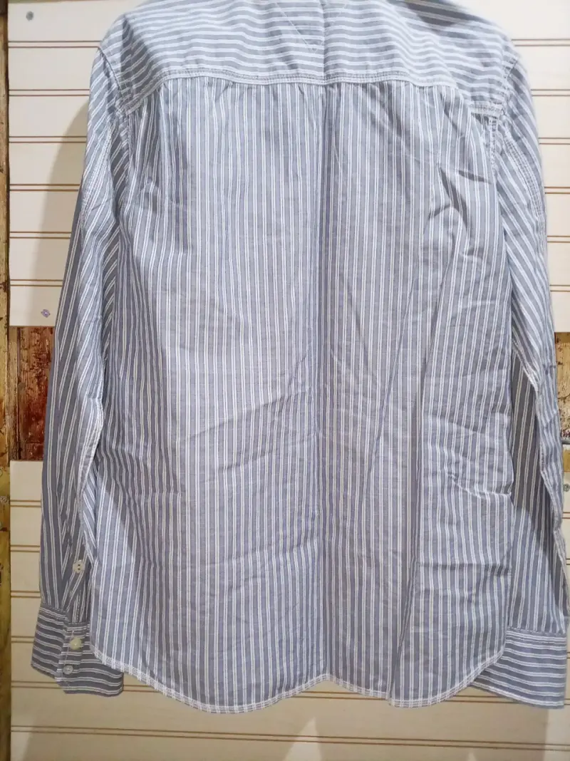 Camisa de rayas azul y blanca para hombre - 1