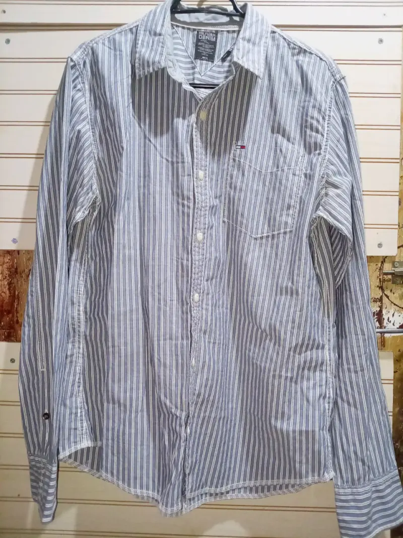 Camisa de rayas azul y blanca para hombre - 2