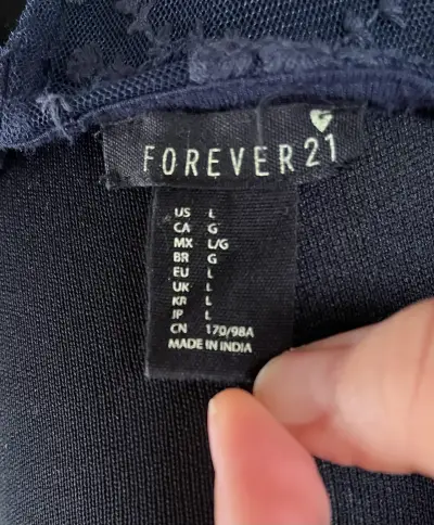 Blusa azul encaje manga larga Forever 21 - miniatura 3
