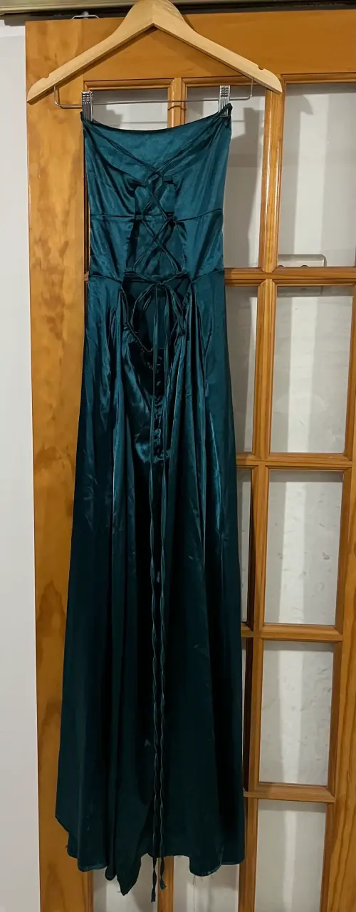 Vestido largo verde esmeralda elegante - 2