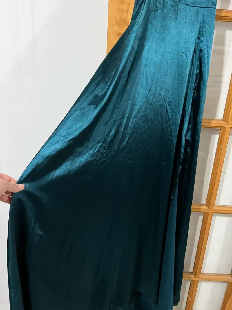 Vestido largo verde esmeralda elegante - 3